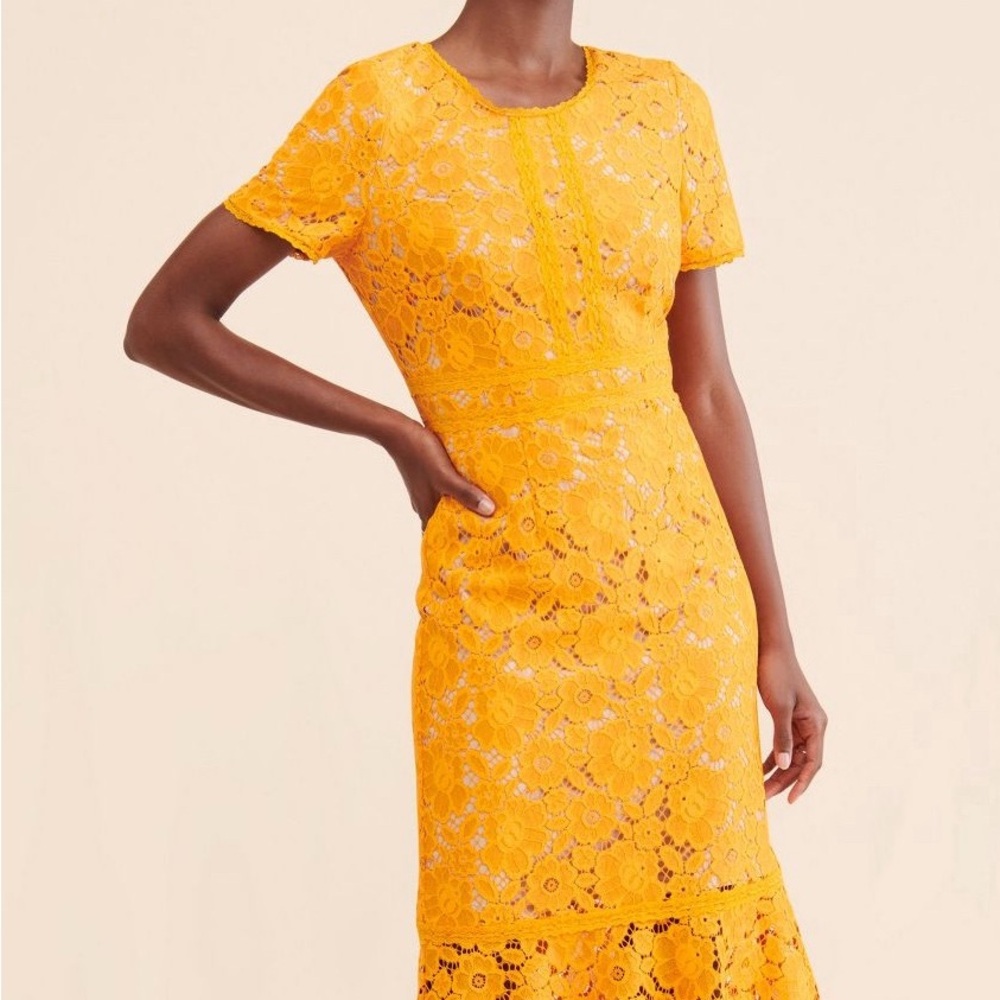 👗 🌟 Anthropologie Rachel Parcell Orange Lace Midi Dress S like XS 0 2 Wedding - Picture 7 of 13